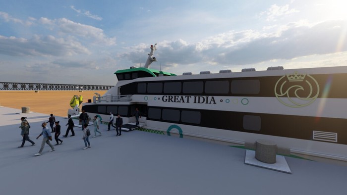 Visualisasi Penumpang yang turun dari MV Great Idea Rancangan Mahasiswa ITS. (Dok.ITS)