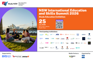 Ingin melanjutkan studi ke Australia? Study NSW Education Exhibition 2026 menjadi kesempatan untuk menjelajahi berbagai pilihan pendidikan, beasiswa, dan prospek karier langsung dari institusi-institusi terkemuka New South Wales (NSW), Australia.